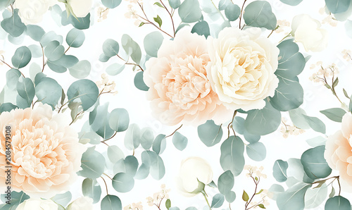 Minimalist floral seamless pattern