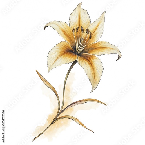 Elegant Golden Lily Illustration
