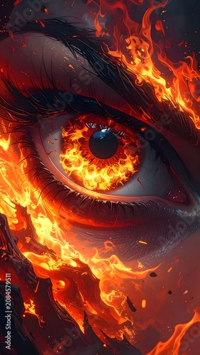 Close up of glowing fiery abstract swirls.