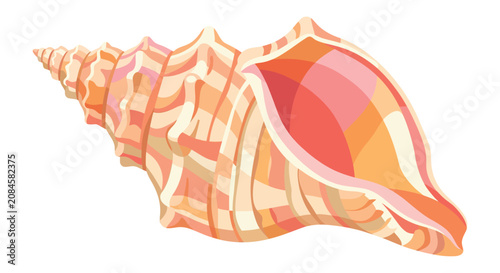 Foto Colorful seashell illustration with striped pattern and a spiral shape set on a