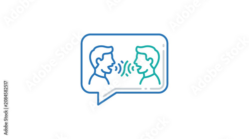 Two people talking speech bubble icon.