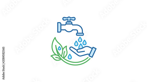 Water conservation tap and leaf.