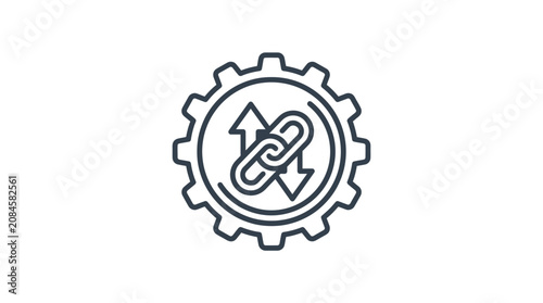 Workflow automation and system integration gear icon.
