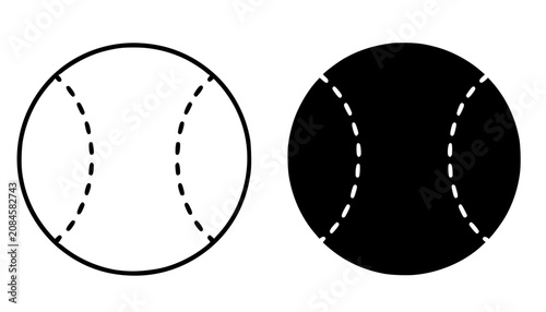 Tableau sur toile Minimalist baseball icon in outline and silhouette design