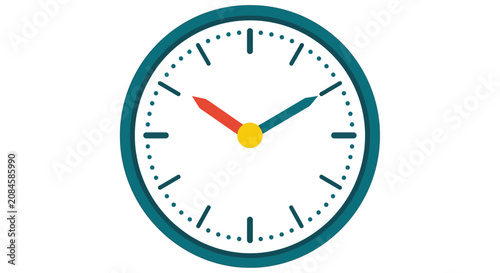 Obraz na plátně Analog clock with red hour hand on a white background time timepiece chronometer