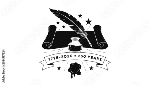 Photos Very beautiful black and white realistic vector illustration of a heritage emble
