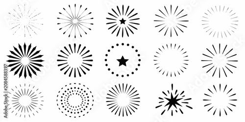 collection of sunburst rays vector black and white burst radiant pattern design graphic element icon starburst explosion sparkle bursting radiating ray