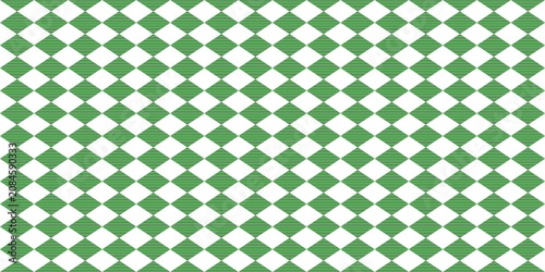 Green and white argyle seamless pattern with striped diamond shapes.