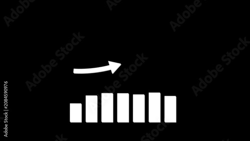 2d animation graph diagram bar chart business economy progress financial with alpha channel.