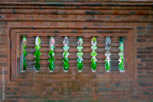 Traditional Terracotta Brick Balustrade with Garden View