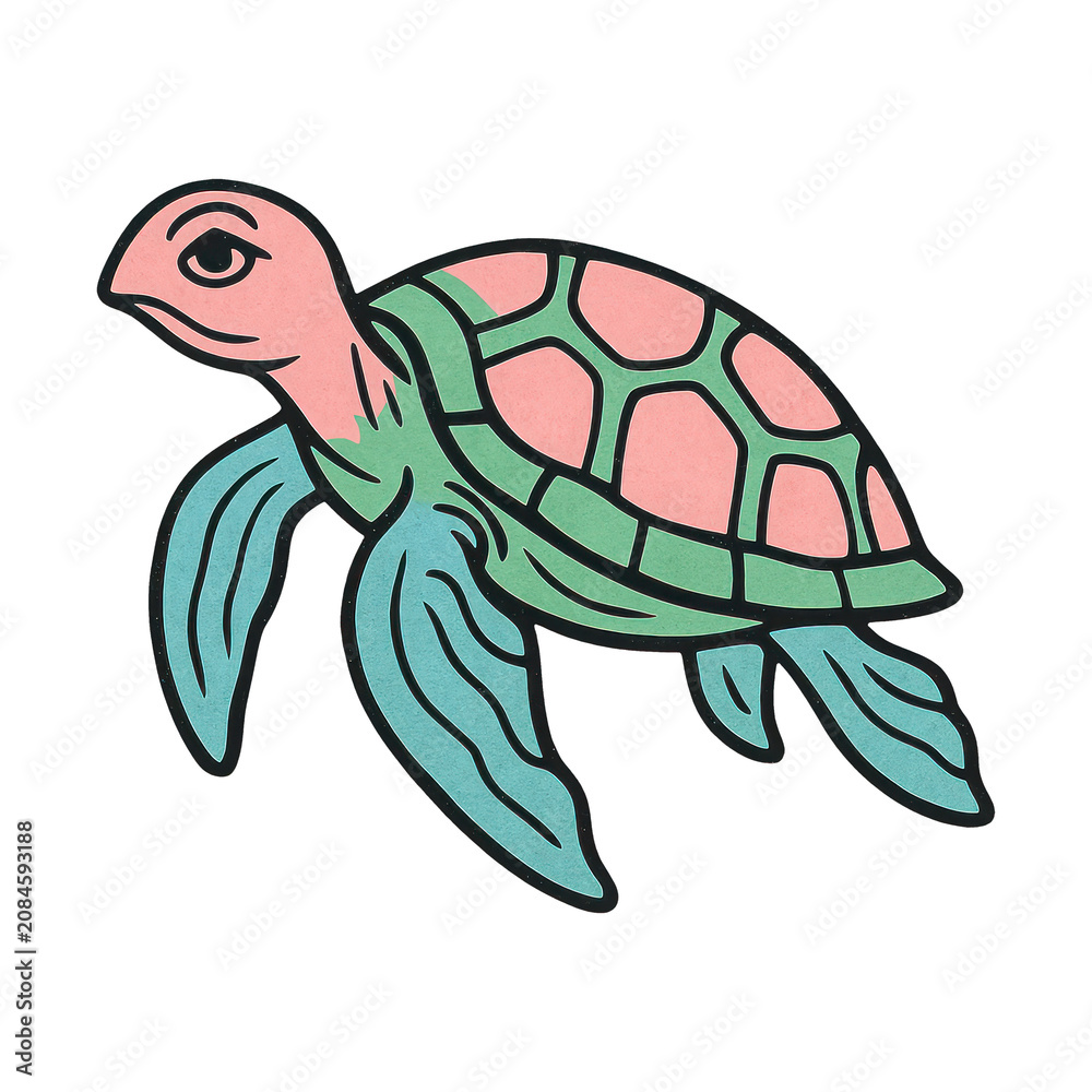 Fototapeta premium PNG Colorful turtle illustration design.