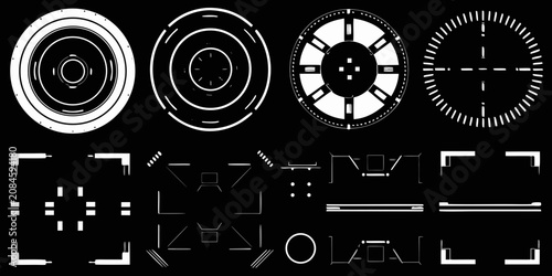 Konstfotografi futuristic circular and linear elements vector illustration tech frames hud geom