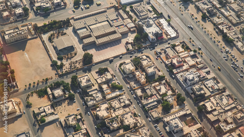 Residential area aerial view showing urban layout and community
