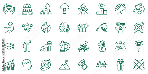 Tableau sur toile Motivation line icon set