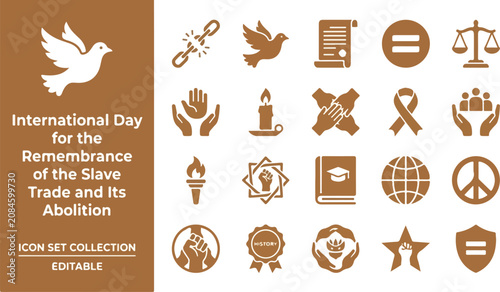 Quadro su tela Slave trade abolition remembrance icons for human rights and justice