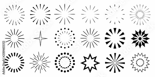 Foto collection of sunburst rays sparkles and explosions vector illustration pattern