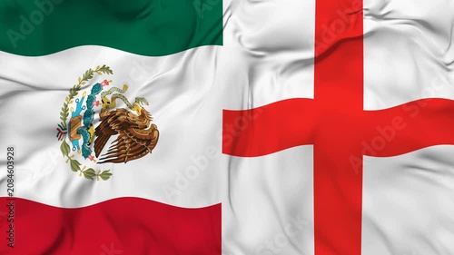Mexico vs England flag animation seamless loop. 4k resolution