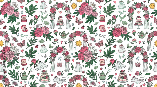 Obraz na plátně A clean, repeating seamless pattern in a hand-drawn doodle style