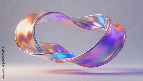 Dynamic Swirling Iridescent Ribbon Abstract