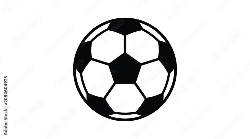 Fototapeta premium Soccer ball silhouette on a white background monochrome graphic