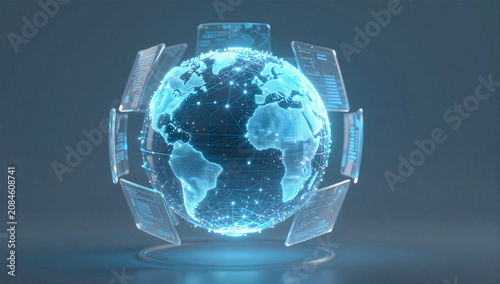 Global Network Protected by Glassmorphic Digital Shield
