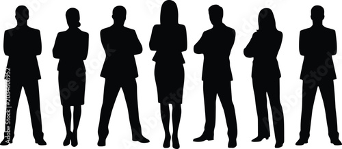Photos Corporate business team silhouettes standing group professionals isolated white