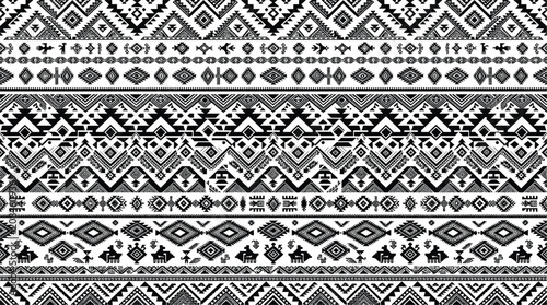 Schilderij op canvas Abstract native American southwest tribal geometric seamless pattern vector back