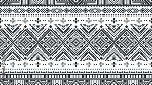 Schilderij op canvas Abstract native American southwest tribal geometric seamless pattern border vect