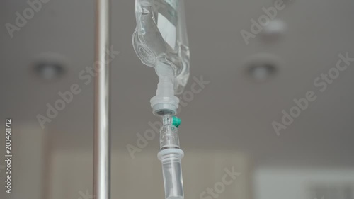 Close Up of IV Drip Bag in Hospital During Patient Treatment