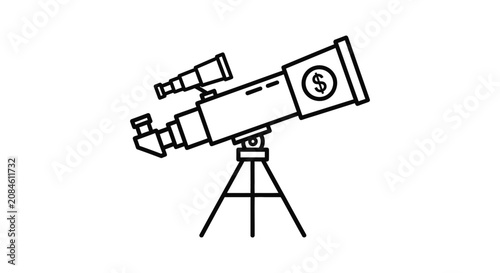 Tableau sur toile Telescope with dollar sign illustration