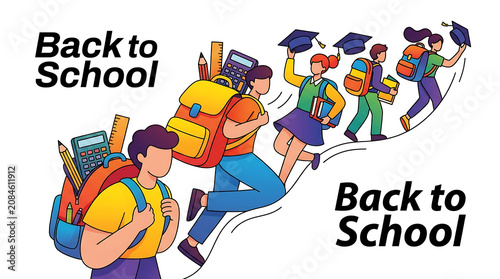 Students climbing a path to success for back to school