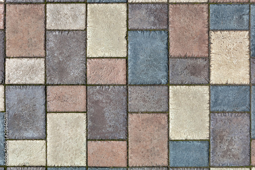 Colorful background of paving stones on a pedestrian street