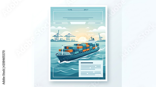Cargo ship sailing at sea for global logistics transport concept