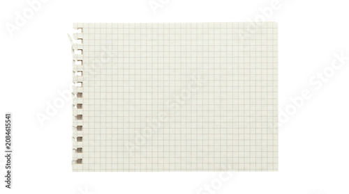 Graph paper notebook, spiral bound, blank grid pages, beige background