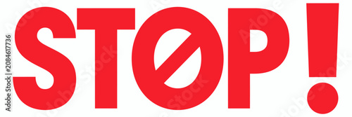 Red stop sign with exclamation mark and slash symbol on transparent background