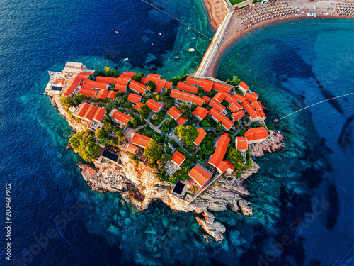 Sveti stefan island resort connecting to mainland montenegro