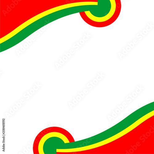 Abstract curved frame illustration for Juneteenth Freedom Day in red, yellow, and green