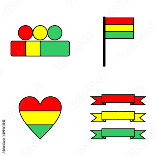 Juneteenth Freedom Day illustration icon set in red, yellow, and green