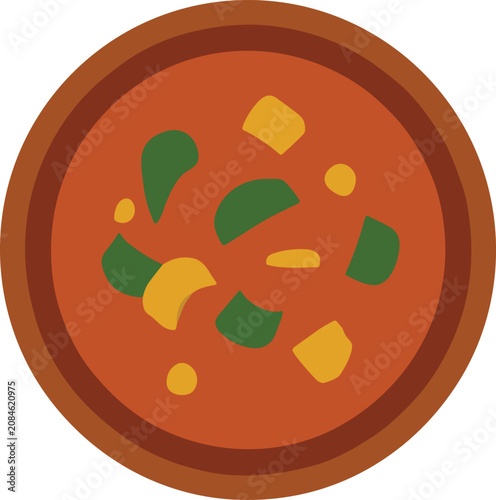 Bowl of vegetable soup. Bowl of vegetable soup for restaurant menu and food icons