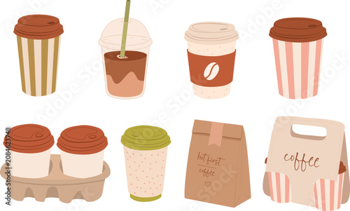 Bild auf Leinwand Takeaway Coffee Cups Collection