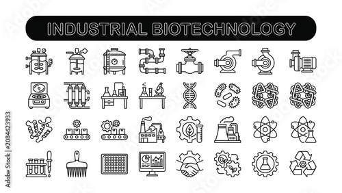 Foto Industrial biotechnology concepts and processes illustrated through various icon