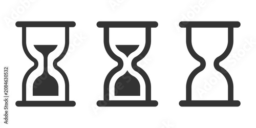Hourglass icon set. sand clock timer collection showing time progress, Reload hourglass timer icon set. Vector illustration