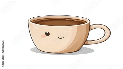 Minimalist beige ceramic coffee mug with handle.