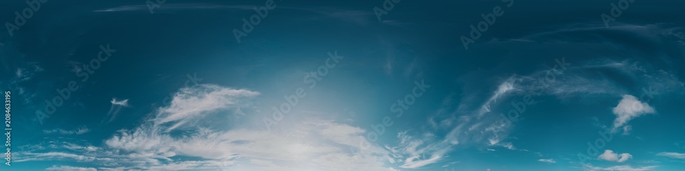 Obraz premium Sky panorama clouds wide angle view of wispy clouds on a blue sky during daytime for background use and copy space