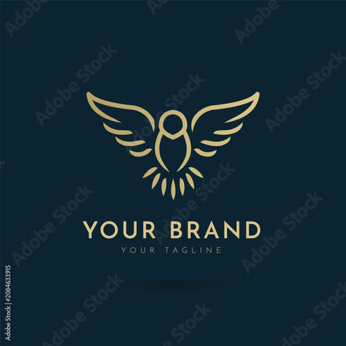 Owl Golden Elegant Flat Style Line Logo