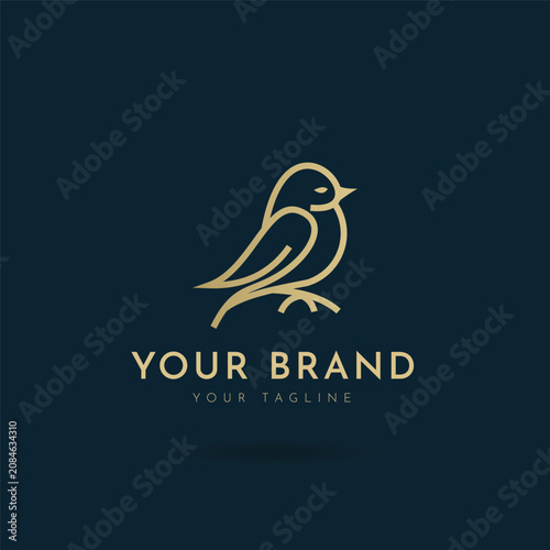 Bird Golden Elegant Flat Style Line Logo
