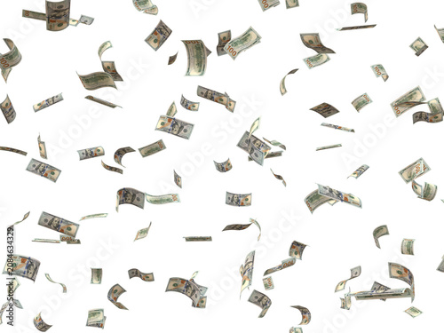 Cuadro en lienzo Floating 100 USD Bills Rain Wealth, Finance, Success, and Cash Windfall Concept