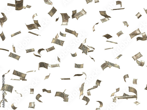Fotografie Floating 500 Rupee Rain Wealth, Finance, Success, and Cash Windfall Concept