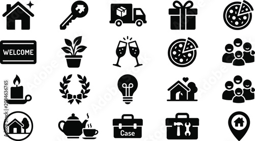 Bild auf Leinwand Flat icons set of home and lifestyle elements