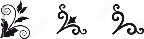 Collection of fancy corner flourishes featuring curved vines and leaves for artistic paper crafting and digital framing projects kit.